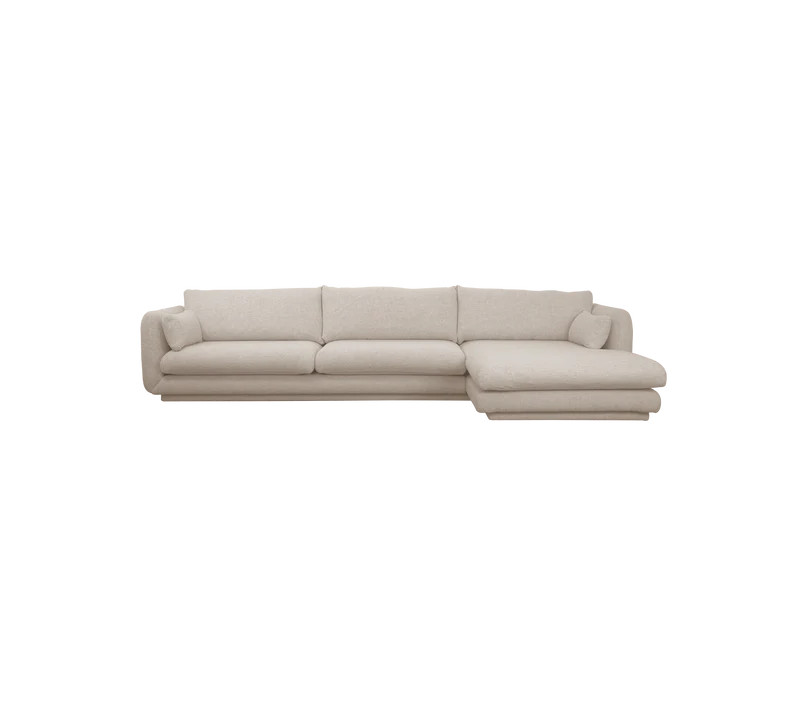 Bloom 3-seater sofa with chaise longue, left and plinth