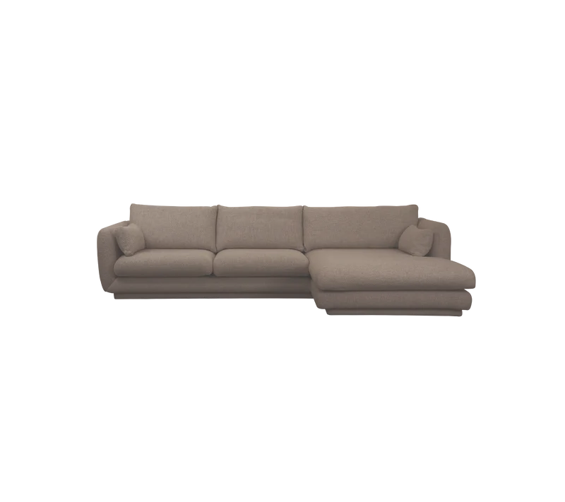 Bloom 2-seater sofa with chaise longue, left and plinth