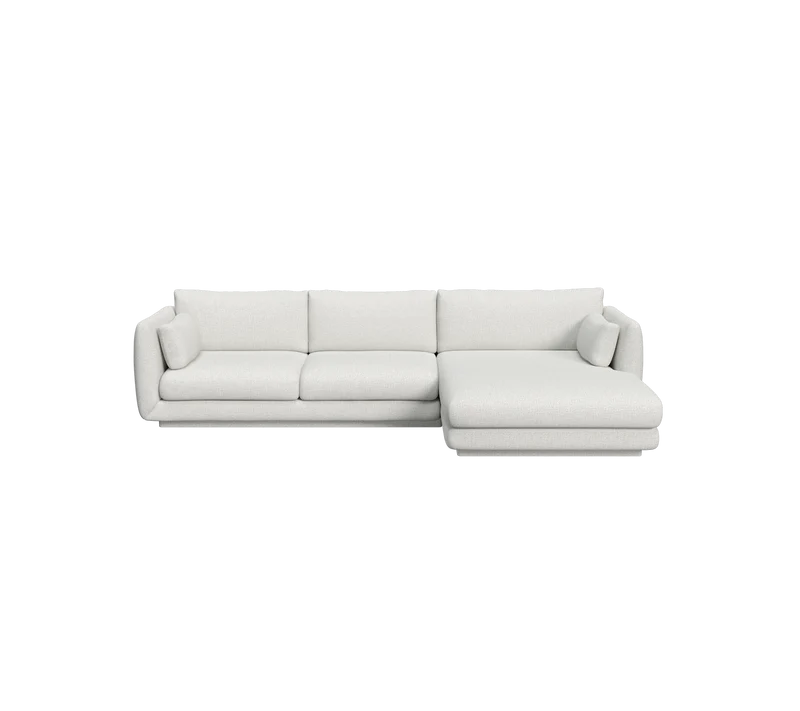 Bloom 2-seater sofa with chaise longue, left and plinth