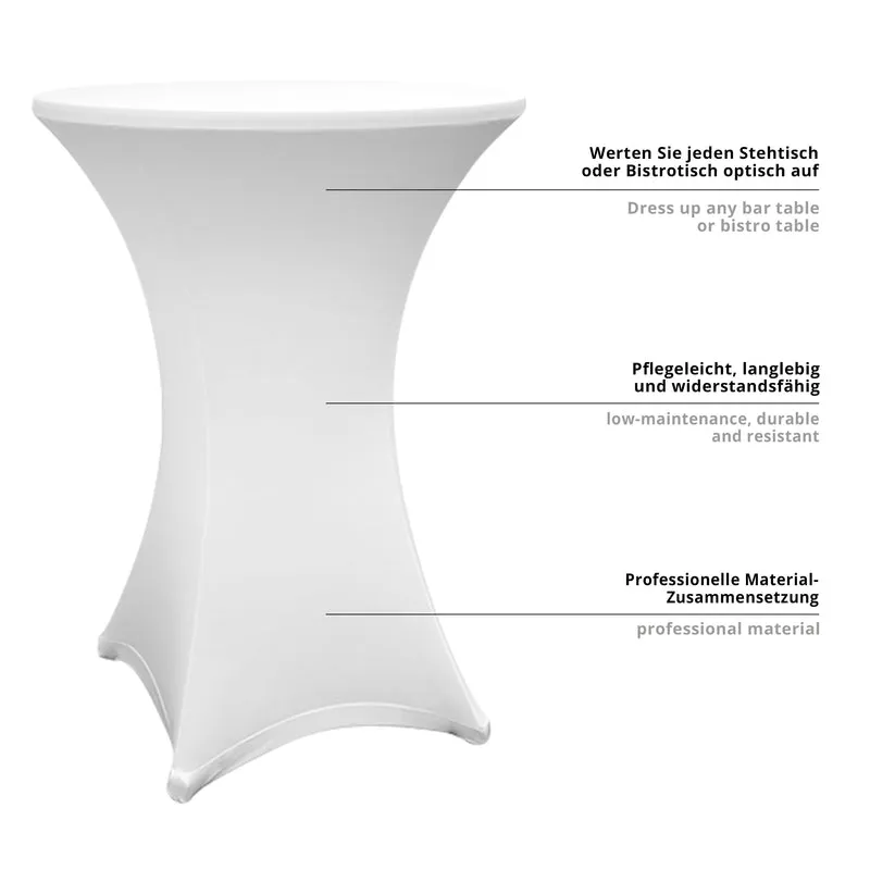 LUMALAND Stehtischhusse - Tisch Bezug - Husse - Ø 70-75 cm - Weiß