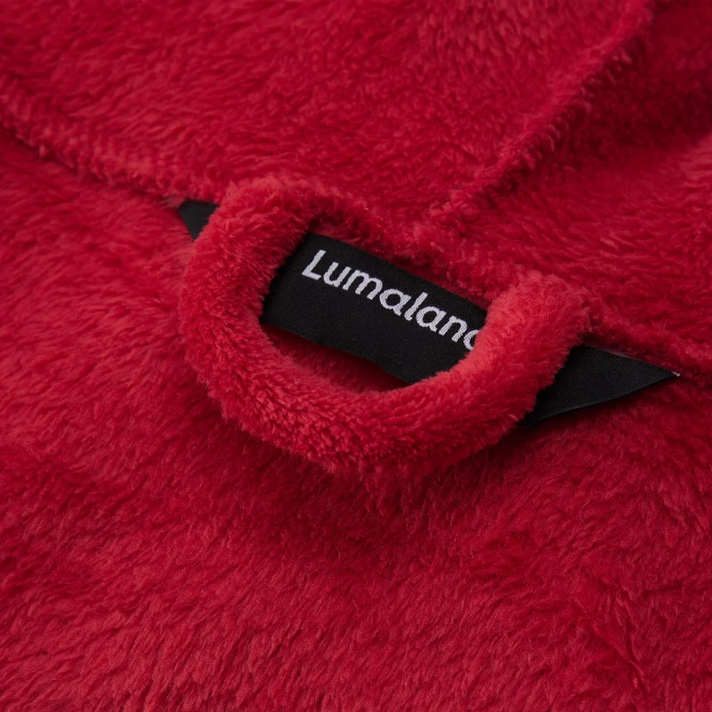 LUMALAND Luxury Mikrofaser Bademantel mit Kapuze für Damen und Herren - Rot - Größe XXL
