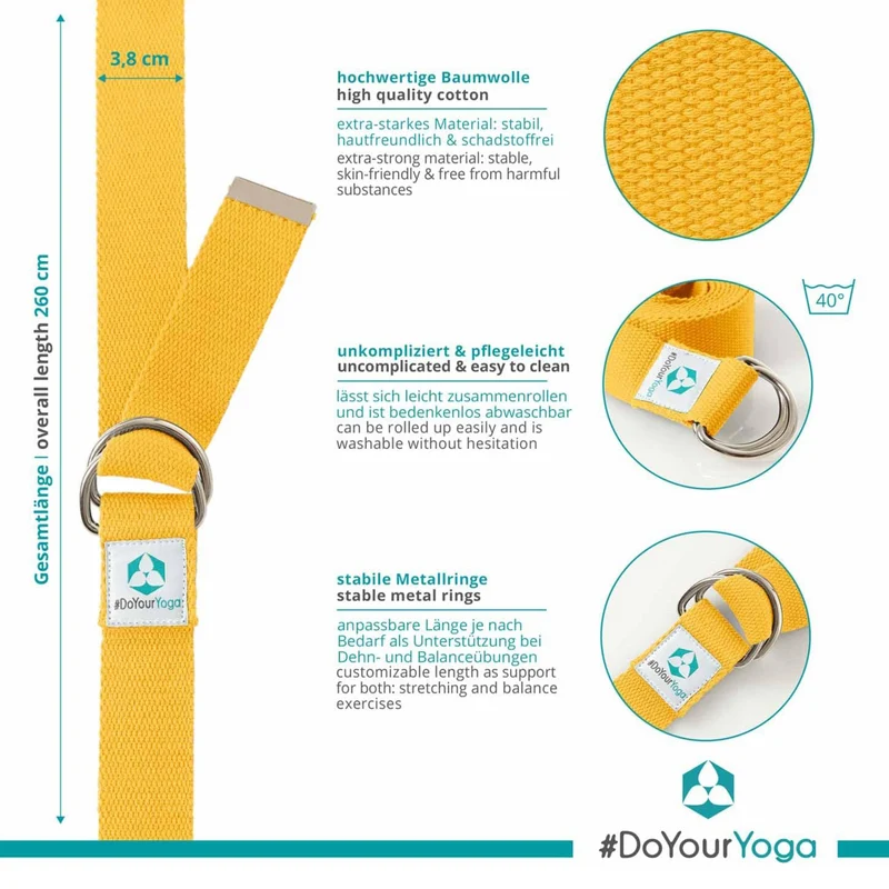 #DoYourYoga Yogagurt Madira - 100% Baumwolle - 250 x 3,8 cm - Gelb