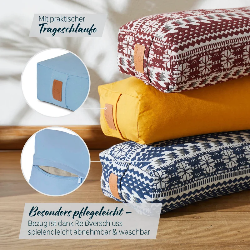 #DoYourYoga Yoga-Bolster Paravati - gefüllt mit Bio-Buchweizenschalen - 67 x 22 x 13 cm - Hellblau