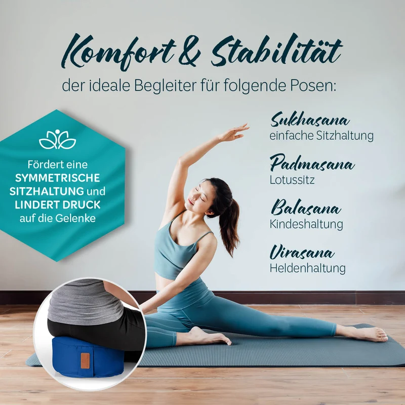 #DoYourYoga Yoga-Kissen Vishnu - gefüllt mit Dinkelspelz - Rund - Navyblau