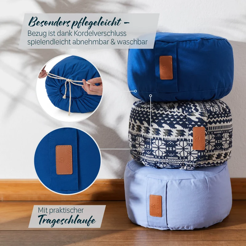 #DoYourYoga Yoga-Kissen Vishnu - gefüllt mit Dinkelspelz - Rund - Navyblau