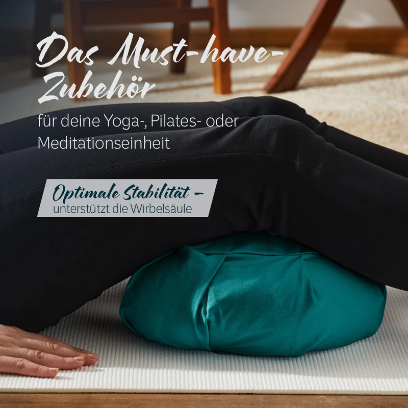 #DoYourYoga Yoga-Kissen Ganesh - gefüllt mit Bio-Dinkelspelz - Halbmond 45 x 30 x 14 cm - Dunkelgrün
