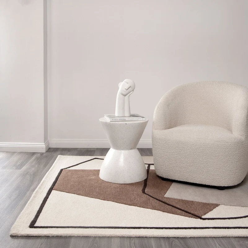 Les Nomades Minimal Beige Wool Rug