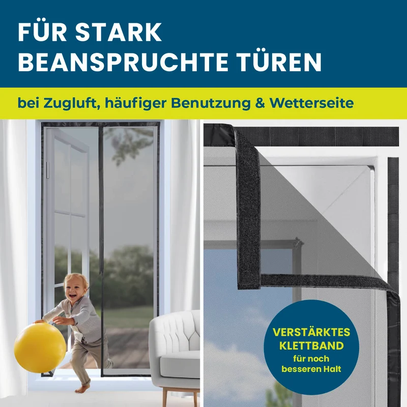 HOBERG Insekten- & Pollenschutzvorhang mit XXL-Magnetbändern - 100 x 210 cm