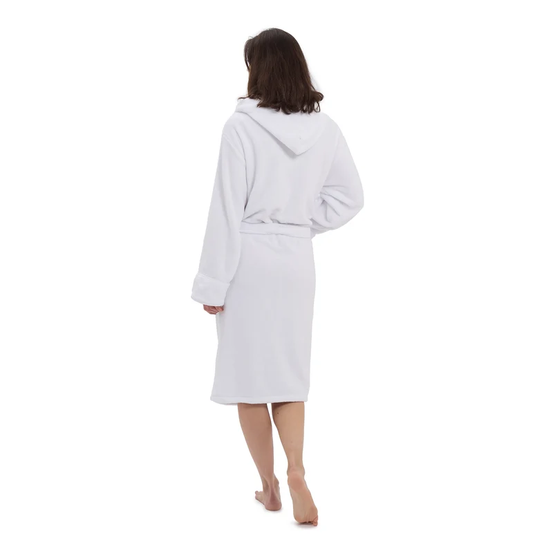 LUMALAND Luxury Mikrofaser Bademantel mit Kapuze für Damen und Herren - Weiß - Größe XXL