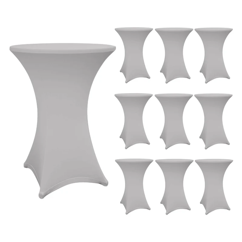 LUMALAND Stehtischhusse - Tisch Bezug - Husse - Ø 80-85 cm - Silbergrau - 10er-Set