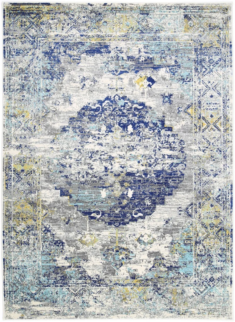 Blue Green Distressed Rug