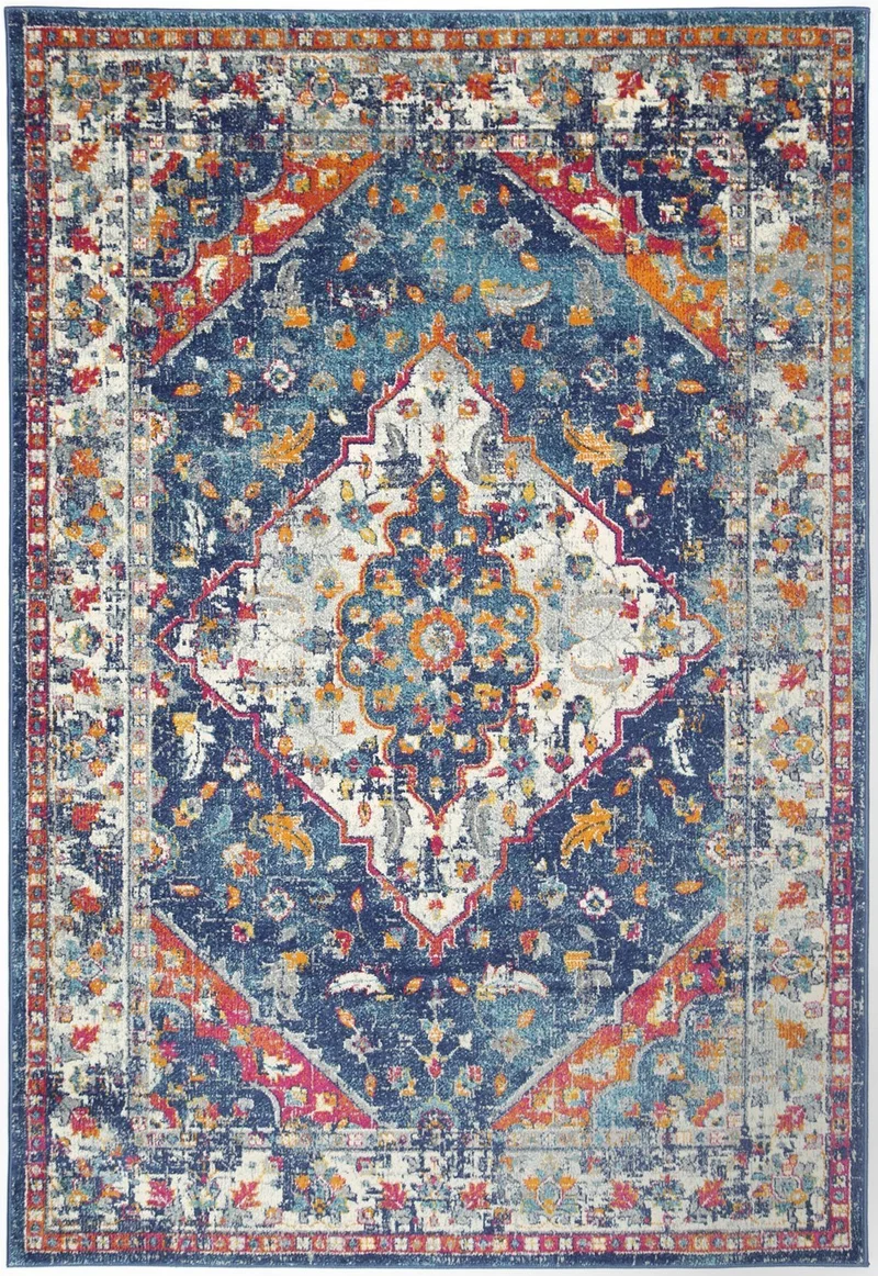 Navy Multi Oriental Rug
