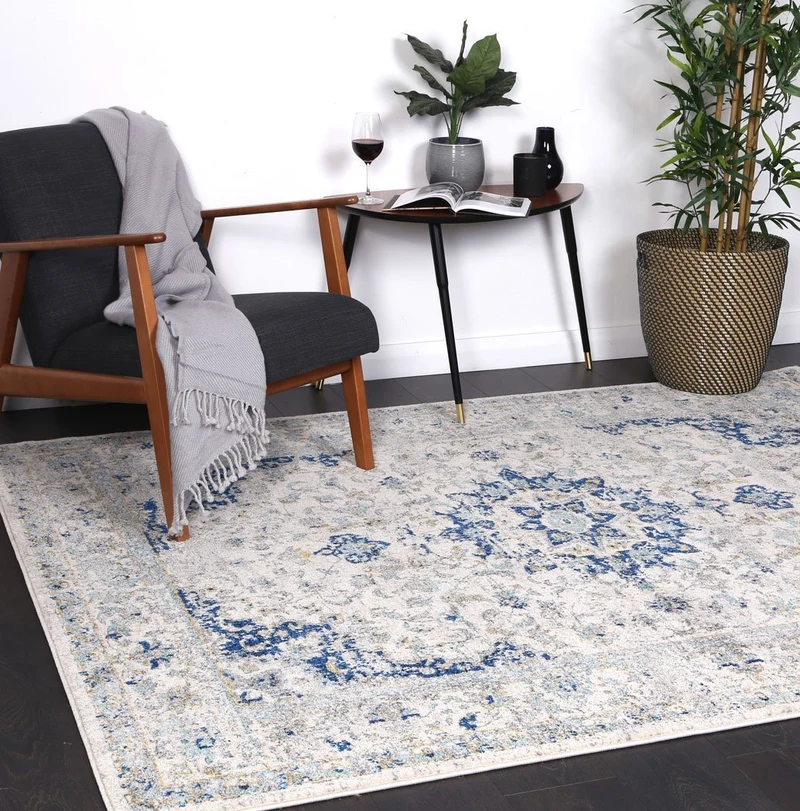Navy Blue Traditional Rug