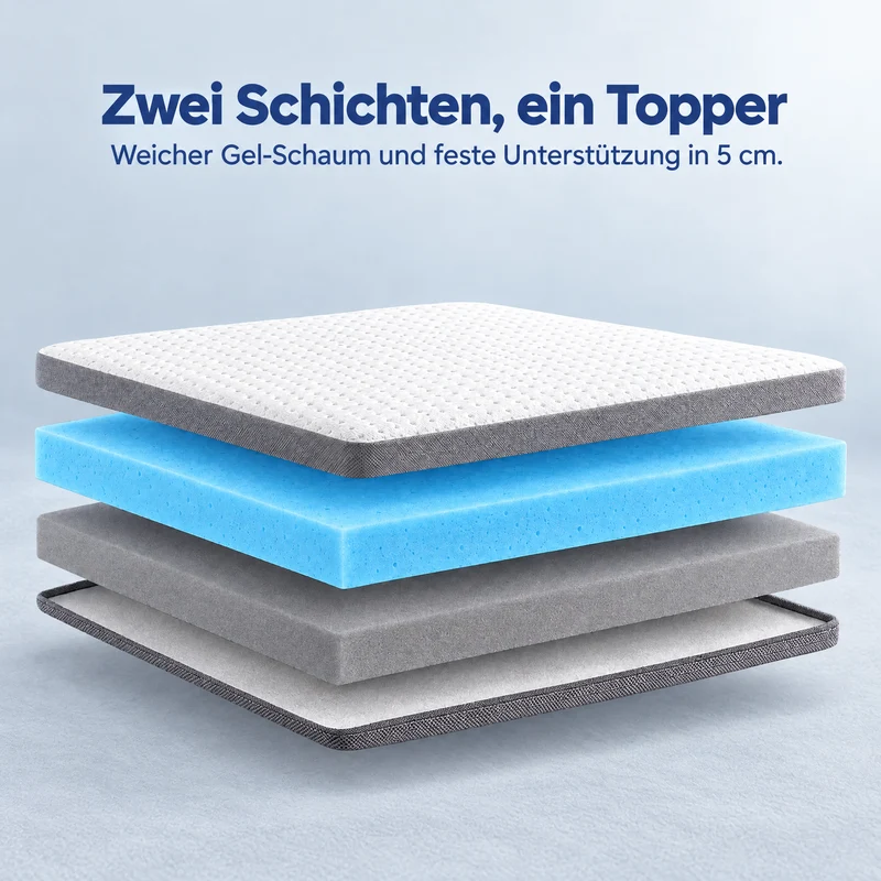 2-in-1 Plus Komfort Topper - Duo Matratzen-Topper mit Gel-Memory-Schaum