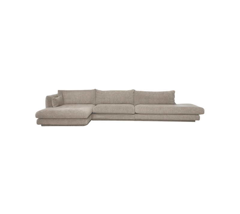 Bloom 3-seater sofa with chaise longue right, open end and plinth
