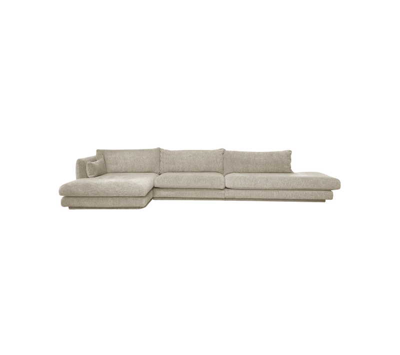 Bloom 3-seater sofa with chaise longue right, open end and plinth