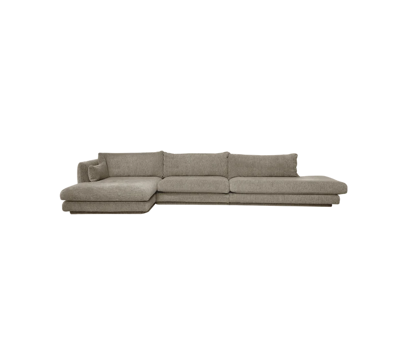 Bloom 3-seater sofa with chaise longue right, open end and plinth