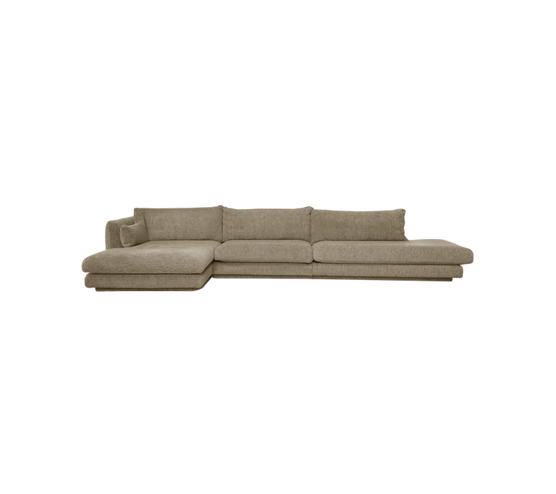 Bloom 3-seater sofa with chaise longue right, open end and plinth