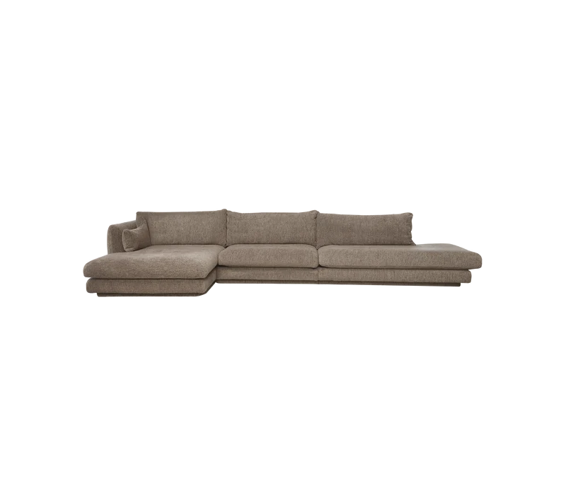Bloom 3-seater sofa with chaise longue right, open end and plinth