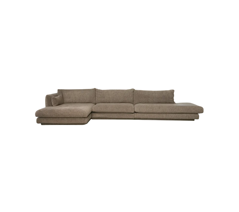 Bloom 3-seater sofa with chaise longue right, open end and plinth