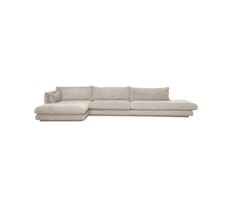 Bloom 3-seater sofa with chaise longue right, open end and plinth