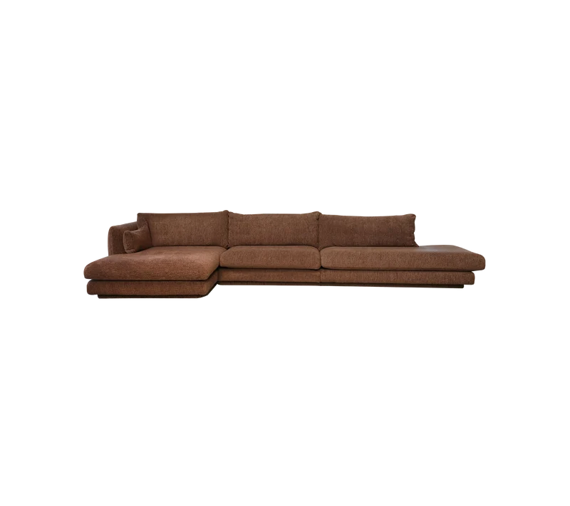 Bloom 3-seater sofa with chaise longue right, open end and plinth