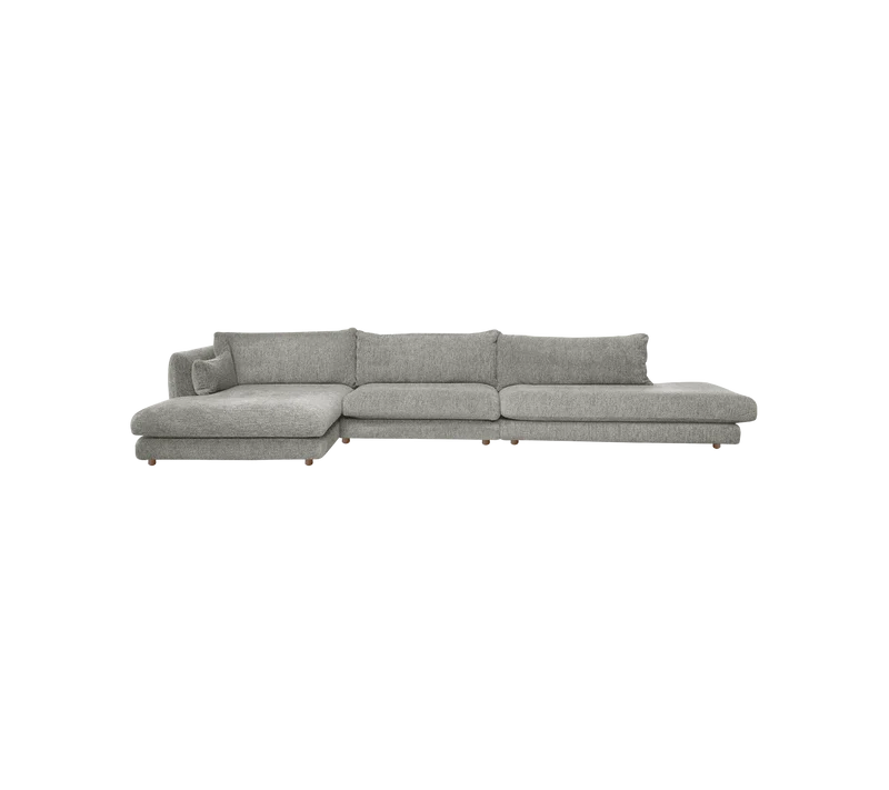 Bloom 3-seater sofa with chaise longue right, open-end and teak legs