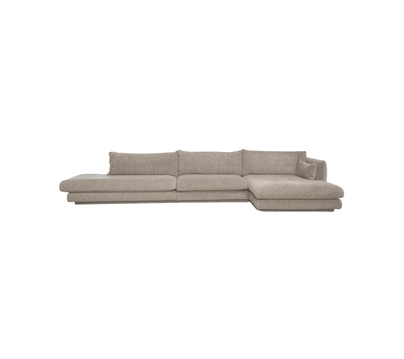 Bloom 3-seater sofa with chaise longue left, open-end and plinth