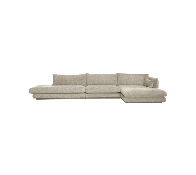 Bloom 3-seater sofa with chaise longue left, open-end and plinth