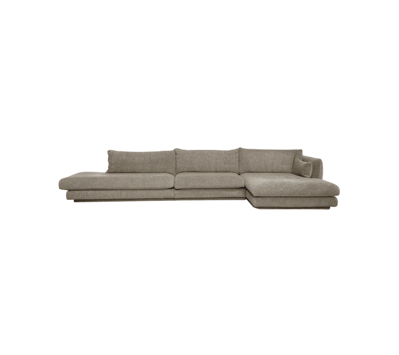 Bloom 3-seater sofa with chaise longue left, open-end and plinth