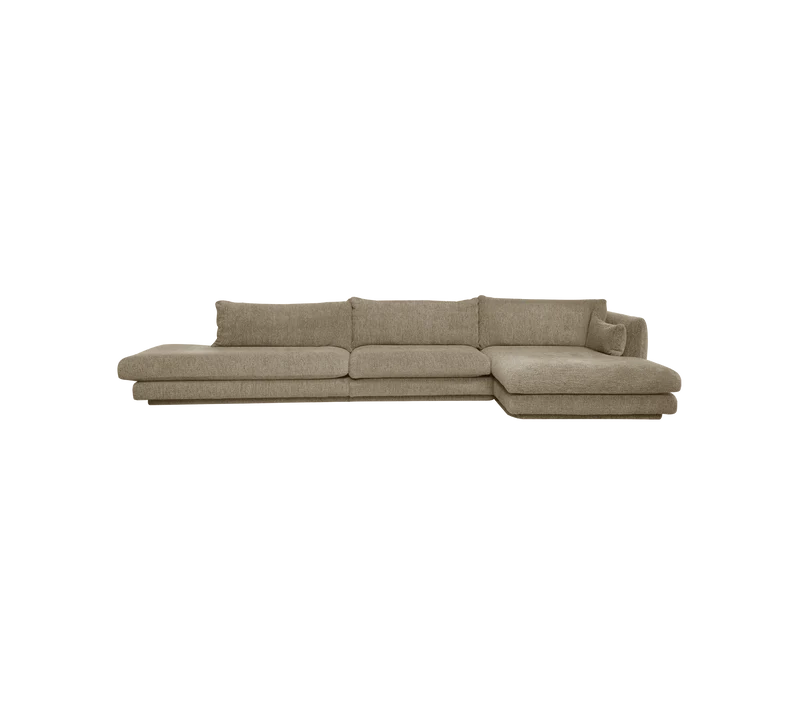 Bloom 3-seater sofa with chaise longue left, open-end and plinth