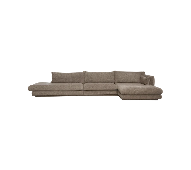 Bloom 3-seater sofa with chaise longue left, open-end and plinth