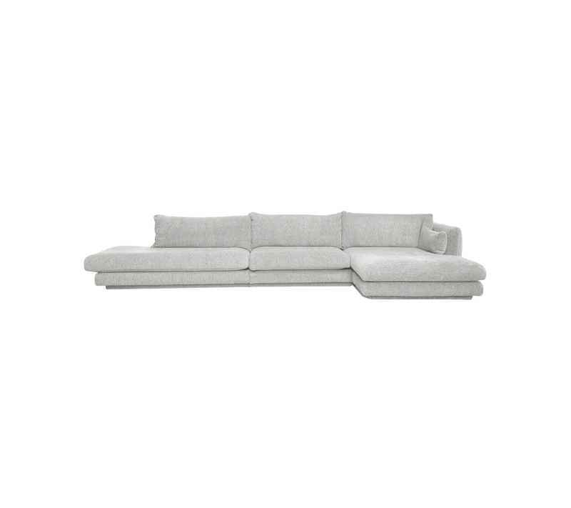 Bloom 3-seater sofa with chaise longue left, open-end and plinth