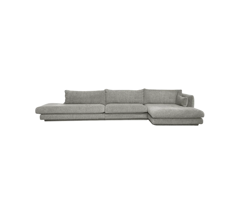 Bloom 3-seater sofa with chaise longue left, open-end and plinth
