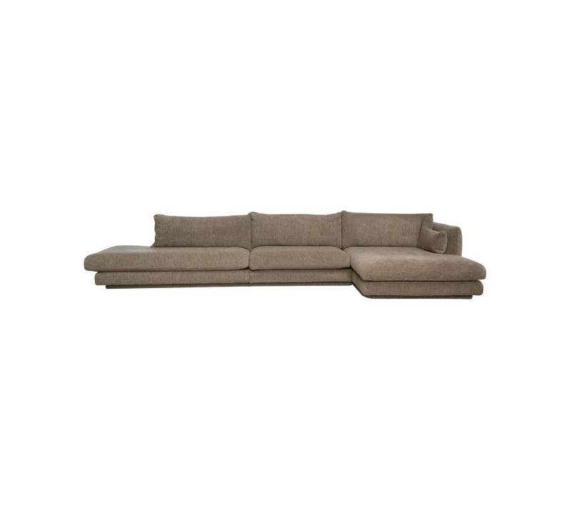 Bloom 3-seater sofa with chaise longue left, open-end and plinth