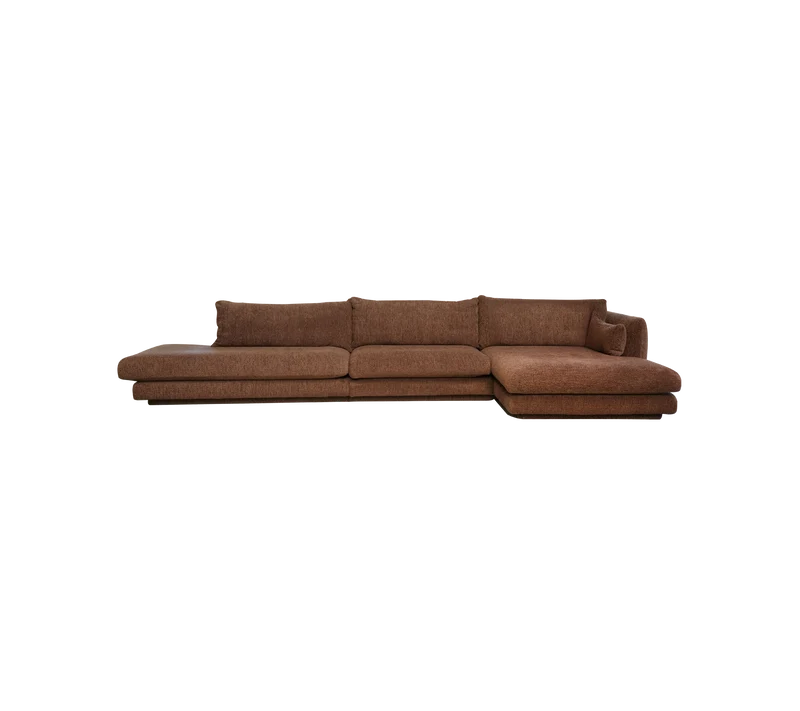 Bloom 3-seater sofa with chaise longue left, open-end and plinth