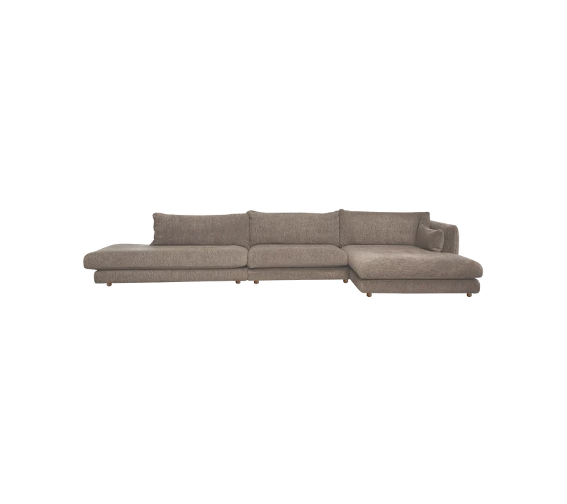 Bloom 3-seater sofa with chaise longue left, open-end and teak legs