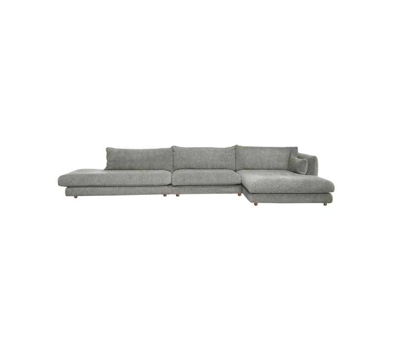 Bloom 3-seater sofa with chaise longue left, open-end and teak legs