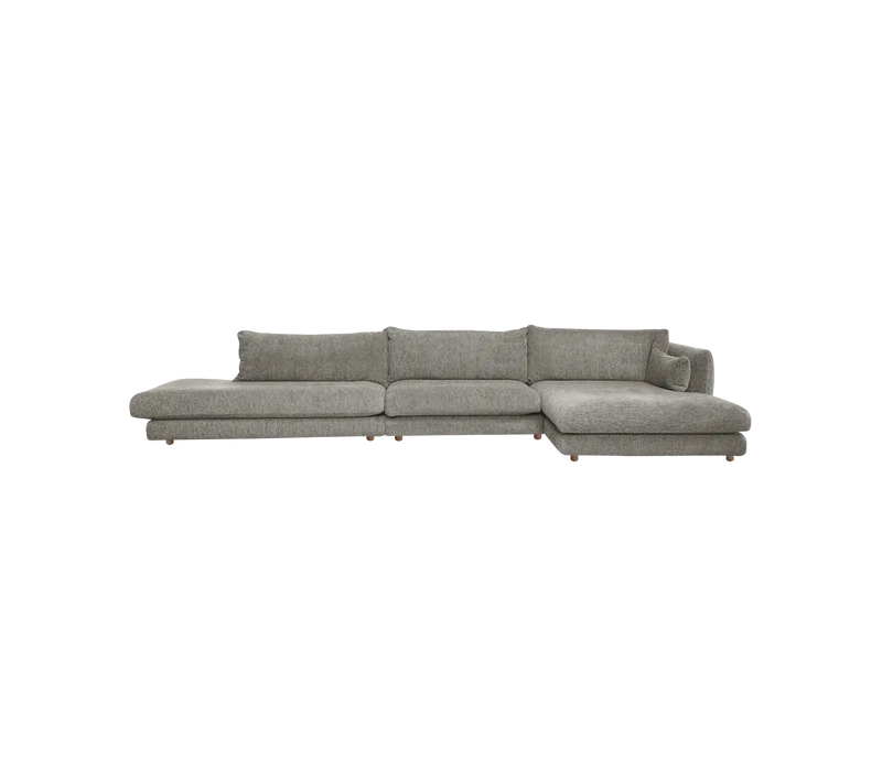 Bloom 3-seater sofa with chaise longue left, open-end and teak legs