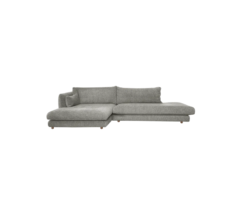 Bloom 2-seater sofa with chaise longue right, open-end and teak legs