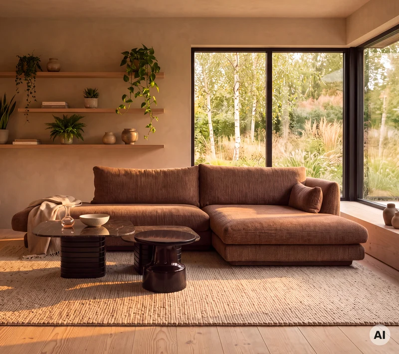 Bloom 2-seater sofa with chaise longue left, open-end and plinth