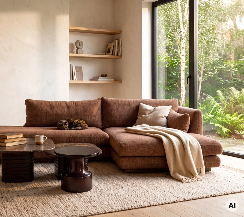 Bloom 2-seater sofa with chaise longue left, open-end and plinth