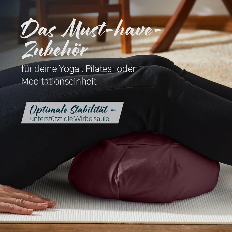 #DoYourYoga Yoga-Kissen Ganesh - gefüllt mit Bio-Dinkelspelz - Halbmond 45 x 30 x 14 cm - Braun