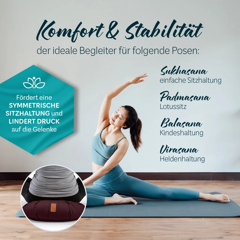 #DoYourYoga Yoga-Kissen Ganesh - gefüllt mit Bio-Dinkelspelz - Halbmond 45 x 30 x 14 cm - Braun