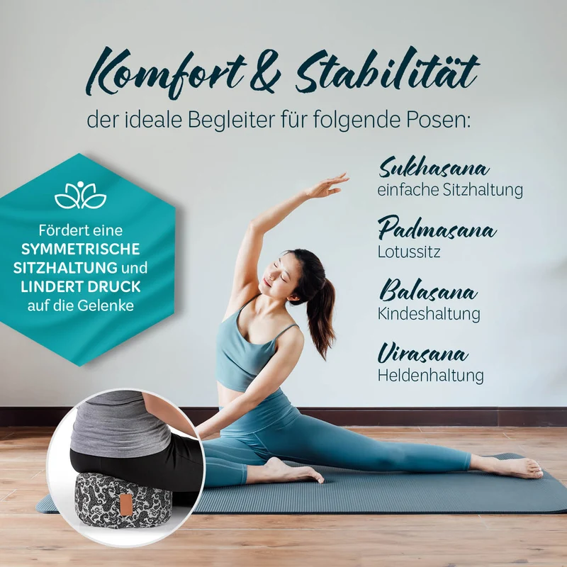 #DoYourYoga Yoga-Kissen Vishnu - gefüllt mit Bio-Dinkelspelz - Rund 30 x 30 x 15 cm - Style 3 (Weiß-Schwarz)