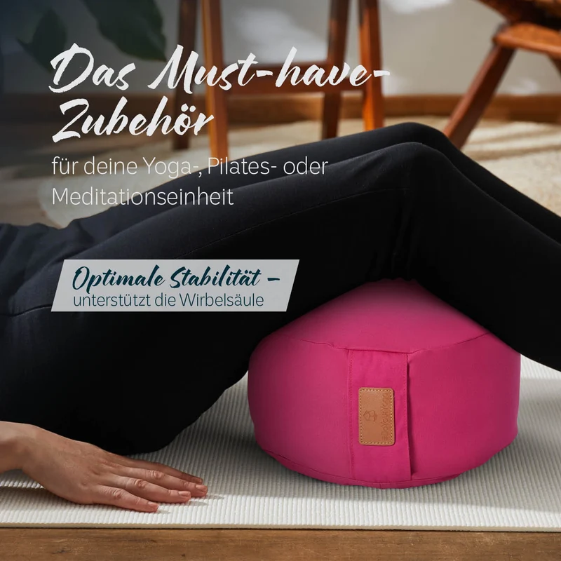 #DoYourYoga Yoga-Kissen Vishnu - gefüllt mit Bio-Dinkelspelz - Rund 30 x 30 x 15 cm - Pink