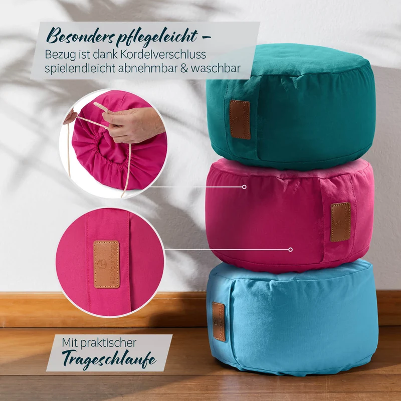 #DoYourYoga Yoga-Kissen Vishnu - gefüllt mit Bio-Dinkelspelz - Rund 30 x 30 x 15 cm - Pink