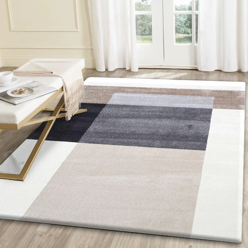 Grey and Beige Cubism Rug