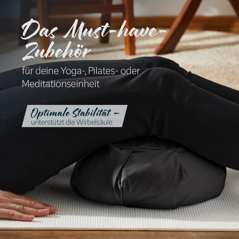 #DoYourYoga Yoga-Kissen Ganesh - gefüllt mit Bio-Buchweizenschalen - Halbmond 45 x 30 x 14 cm - Schwarz