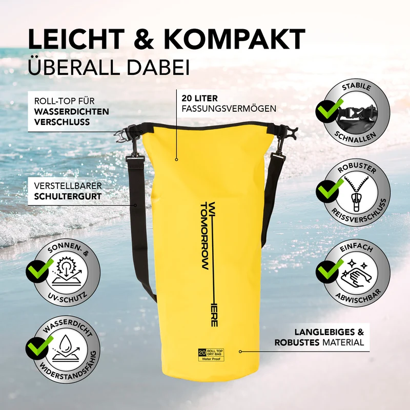 Where Tomorrow Dry Bag 20L - Style 02 - Gelb